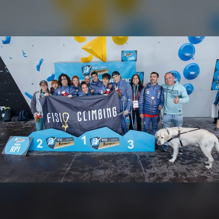 Selección Española con Fisioclimbing · Campeonato de Europa de Paraescalada, Villars, Suiza